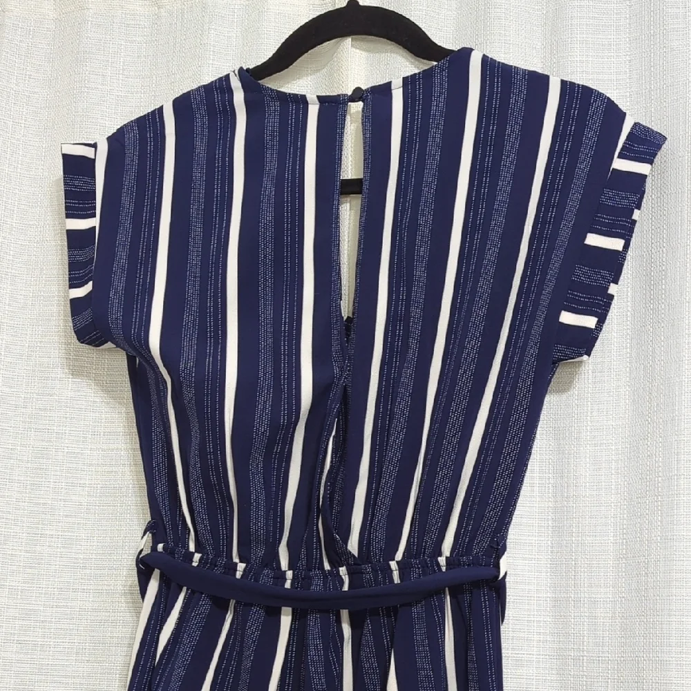 Monteau - Striped Navy Jumpsuit - Size XS - Picture 12 of 16